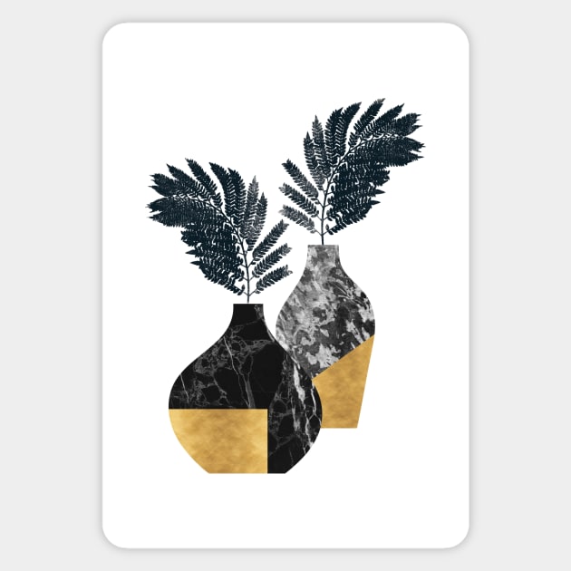 Gold + Marble Floral Vase Sticker by kookiepixel